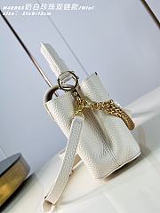 Okify Louis Vuitton Capucines Mini Bag Cream White Pearl And Double Chain 21x13x8cm  - 3