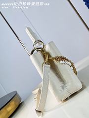 Okify Louis Vuitton Capucines BB Bag Cream White Pearl And Double Chain 27x17x9cm - 2