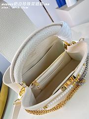 Okify Louis Vuitton Capucines BB Bag Cream White Pearl And Double Chain 27x17x9cm - 3