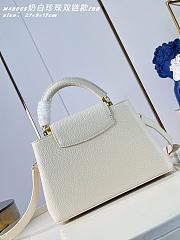 Okify Louis Vuitton Capucines BB Bag Cream White Pearl And Double Chain 27x17x9cm - 5