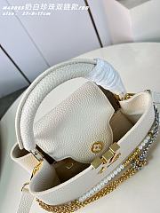 Okify Louis Vuitton Capucines BB Bag Cream White Pearl And Double Chain 27x17x9cm - 4