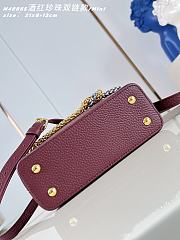 Okify Louis Vuitton Capucines Mini Bag Red Burgundy Pearl And Double Chain 21x13x8cm  - 5