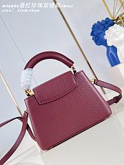 Okify Louis Vuitton Capucines Mini Bag Red Burgundy Pearl And Double Chain 21x13x8cm  - 4