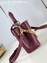 Okify Louis Vuitton Capucines Mini Bag Red Burgundy Pearl And Double Chain 21x13x8cm  - 3