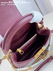 Okify Louis Vuitton Capucines Mini Bag Red Burgundy Pearl And Double Chain 21x13x8cm  - 2