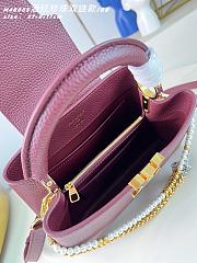 Okify Louis Vuitton Capucines BB Bag Red Burgundy Pearl And Double Chain 27x17x9cm - 2
