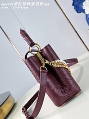 Okify Louis Vuitton Capucines BB Bag Red Burgundy Pearl And Double Chain 27x17x9cm - 5