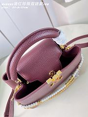 Okify Louis Vuitton Capucines BB Bag Red Burgundy Pearl And Double Chain 27x17x9cm - 6