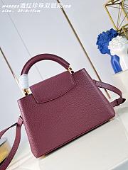 Okify Louis Vuitton Capucines BB Bag Red Burgundy Pearl And Double Chain 27x17x9cm - 4