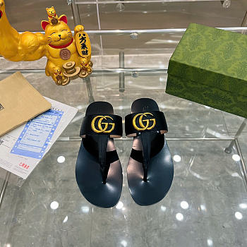 Okify Gucci Black Women Slides With Black T-strap