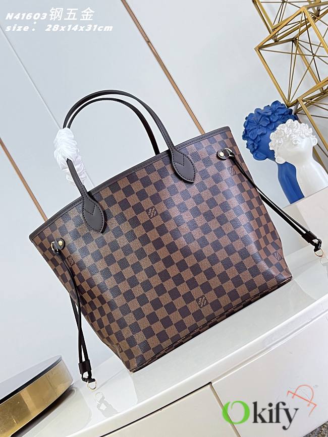 Okify Louis Vuitton Neverfull MM Damier Bag Pink Inside N41603 31x28x14cm - 1