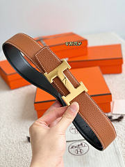 Okify Hermes Brown Togo Reversible Belt With Gold/Silver Hardware 3.8cm - 5