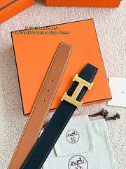 Okify Hermes Brown Togo Reversible Belt With Gold/Silver Hardware 3.8cm - 3