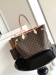 Okify Louis Vuitton Neverfull MM Monogram Bag Brown With Red Inside M41177 31x28x14cm - 1