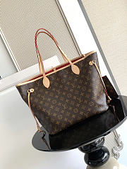 Okify Louis Vuitton Neverfull MM Monogram Bag Brown With Red Inside M41177 31x28x14cm - 4