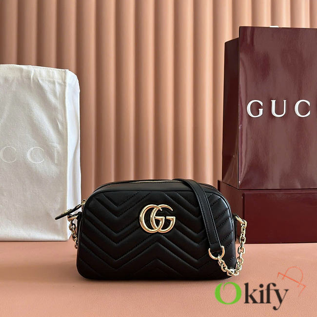 Okify Gucci GG Marmont Matelasse Bag Black Leather 24x15x8cm - 1