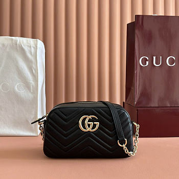 Okify Gucci GG Marmont Matelasse Bag Black Leather 24x15x8cm