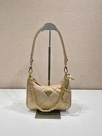 Okify Prada Beige Hobo Bag 1BC204 23x16x6.5cm