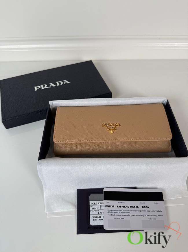 Okify Prada Beige Long Wallet 1MH132 18.7x9.5cm - 1