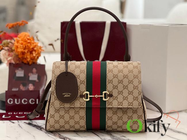 Okify Gucci Paparazzo Medium Top Handle Bag Beige GG Canvas 875018 32x24x17cm  - 1