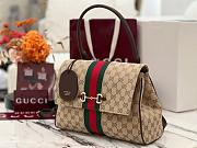 Okify Gucci Paparazzo Medium Top Handle Bag Beige GG Canvas 875018 32x24x17cm  - 5