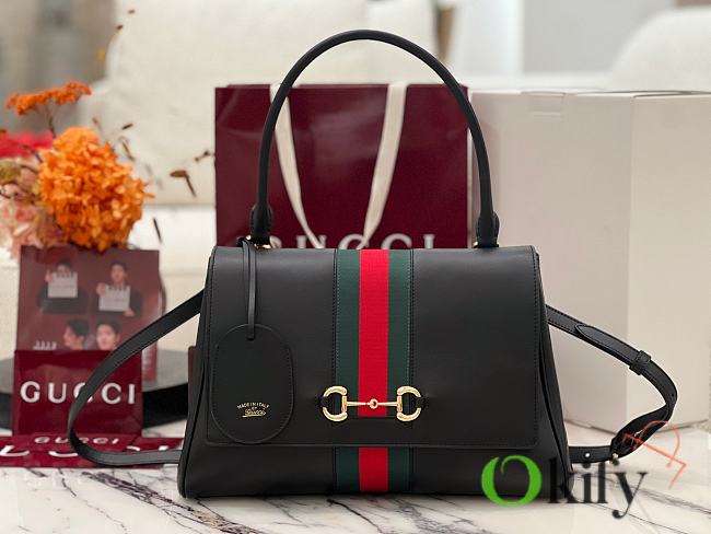 Okify Gucci Paparazzo Medium Top Handle Bag Black 875018 32x24x17cm  - 1