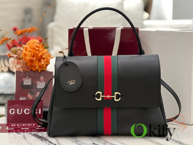 Okify Gucci Paparazzo Large Top Handle Bag Black 875019 37x29x13cm - 1