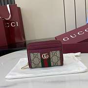 Okify Gucci Red Burgundy GG Canvas Small Wallet 838489 11x9x2.5cm - 1