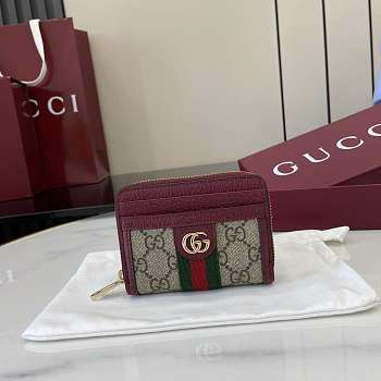 Okify Gucci Red Burgundy GG Canvas Small Wallet 838489 11x9x2.5cm