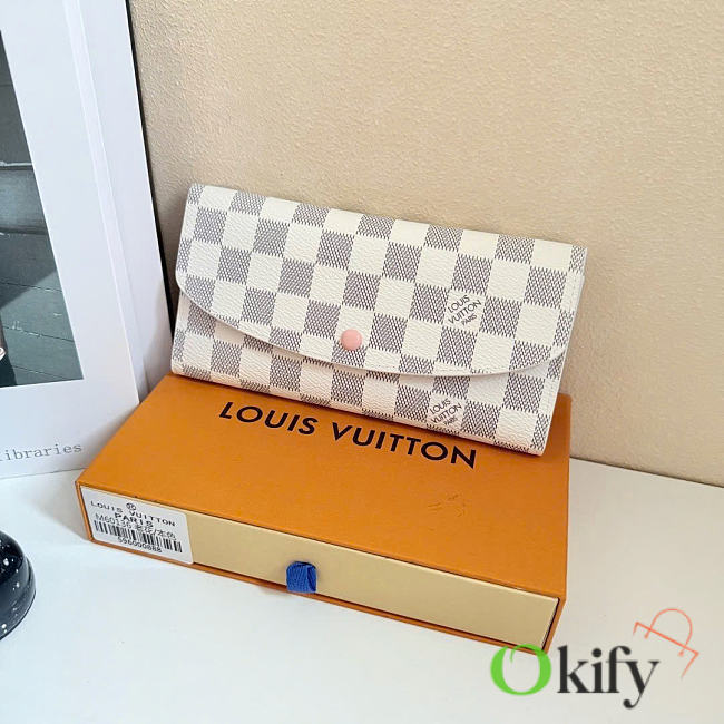 Okify Louis Vuitton Emilie Damier Pink Long Wallet M60136 19x10x2cm - 1