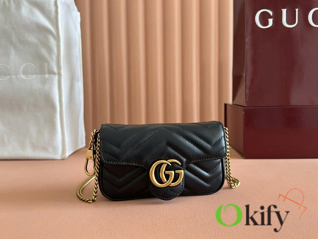 Okify Gucci Marmont Mini Bag Black Heart 476433 16.5x9.5x4.5cm - 1