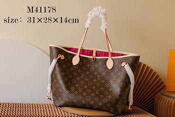 Okify Louis Vuitton Neverfull MM Bag Pink Fuchsia Inside M41178 31x28x14cm