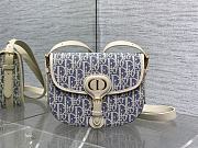 Okify Dior Bobby East West Medium Bag Blue And White Oblique Chambray Raffia 22x17x6cm - 1