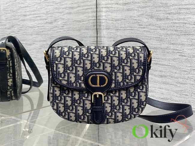 Okify Dior Bobby East West Medium Bag Blue Oblique 22x17x6cm - 1