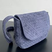Okify Bottega Veneta Veneto Flap Messenger Men Bag Dark Blue Suede 26x18.5x5cm - 2