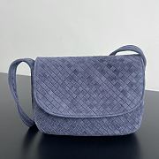 Okify Bottega Veneta Veneto Flap Messenger Men Bag Dark Blue Suede 26x18.5x5cm - 1