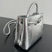 Okify Bottega Veneta Mini Andiamo Bag Silver Crocodile 22x15.5x9cm - 5