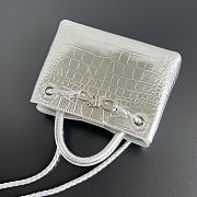 Okify Bottega Veneta Mini Andiamo Bag Silver Crocodile 22x15.5x9cm - 4