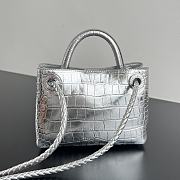 Okify Bottega Veneta Mini Andiamo Bag Silver Crocodile 22x15.5x9cm - 3