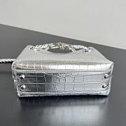 Okify Bottega Veneta Mini Andiamo Bag Silver Crocodile 22x15.5x9cm - 2