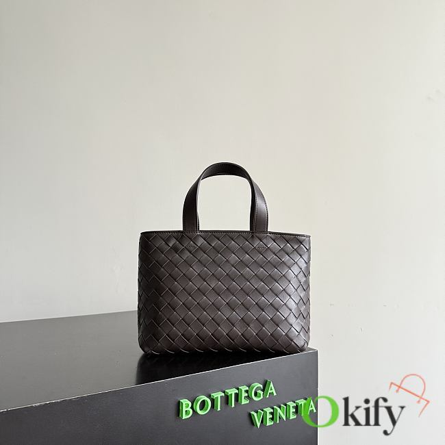 Okify Bottega Veneta Mini Zipped Tote Bag Dark Brown 27x18x10cm - 1