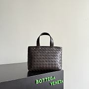 Okify Bottega Veneta Mini Zipped Tote Bag Dark Brown 27x18x10cm - 1