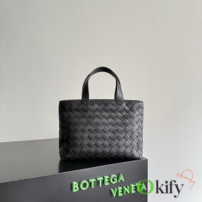 Okify Bottega Veneta Mini Zipped Tote Bag Black 27x18x10cm - 1