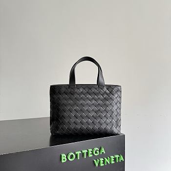 Okify Bottega Veneta Mini Zipped Tote Bag Black 27x18x10cm