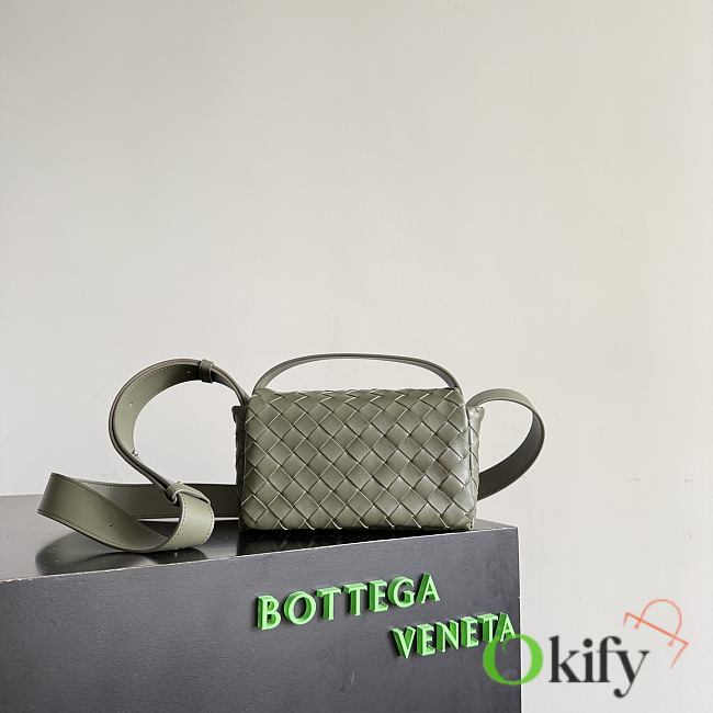 Okify Bottega Veneta Mini Bag With Flap Dark Olive Green 20x12x6.5cm - 1