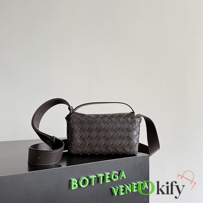 Okify Bottega Veneta Mini Bag With Flap Dark Brown 20x12x6.5cm - 1