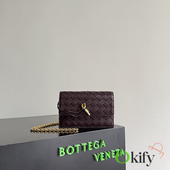 Okify Bottega Veneta Andiamo Pouch On Chain Bag Red Burgundy 19x11.5x4cm - 1