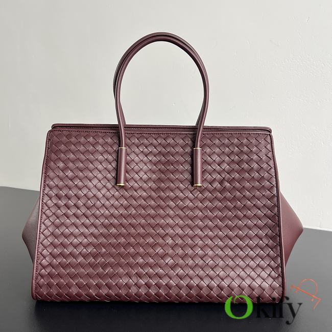 Okify Bottega Veneta Barbara Tote Bag Red Burgundy 37x27x24cm - 1
