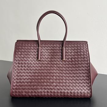 Okify Bottega Veneta Barbara Tote Bag Red Burgundy 37x27x24cm