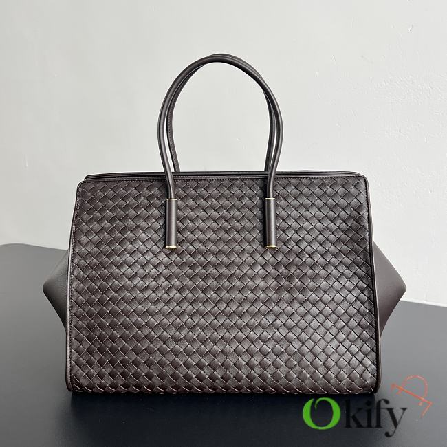 Okify Bottega Veneta Barbara Tote Bag Dark Brown 37x27x24cm - 1
